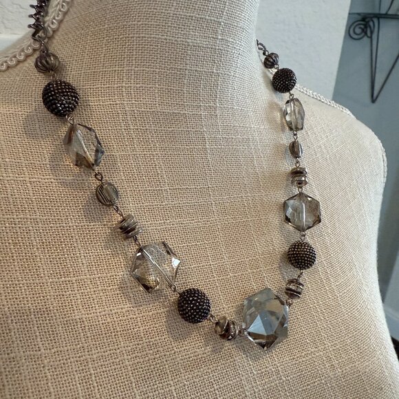 AB Glass and Metallic Bead Necklace - Picture 6 of 7